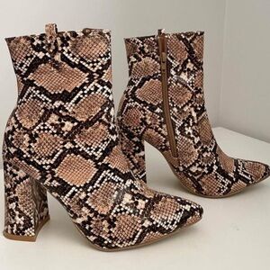 Snakeskin Patterned Ankle Boots